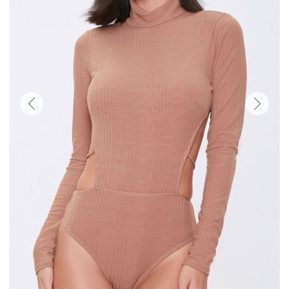 Mocha Brown Backless Mockneck Long Sleeve Bodysuit - Picture 6 of 10